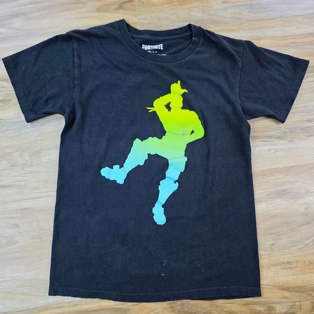🩵Fortnite Black Neon Graphic Short Sleeve Top Youth Small